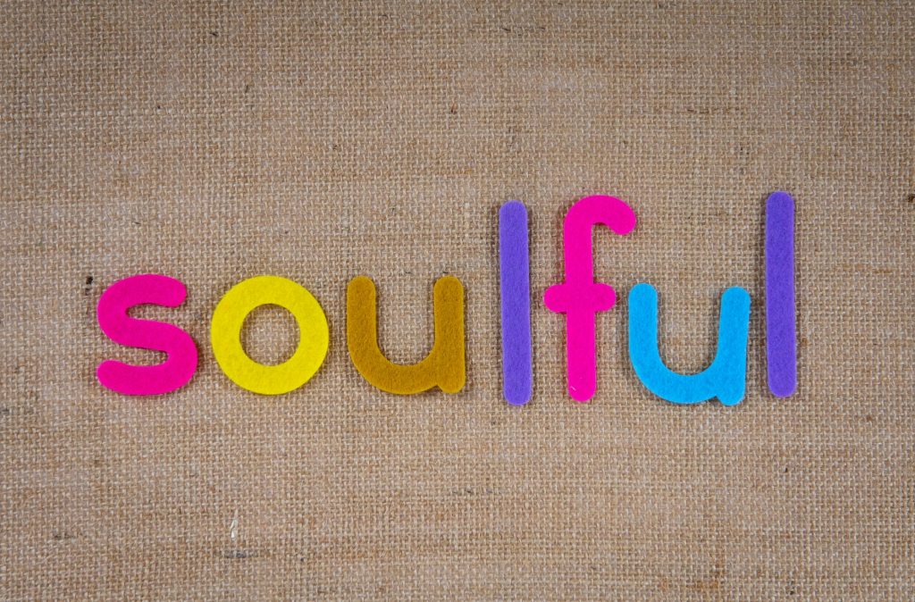 text soulful in colorful cutouts